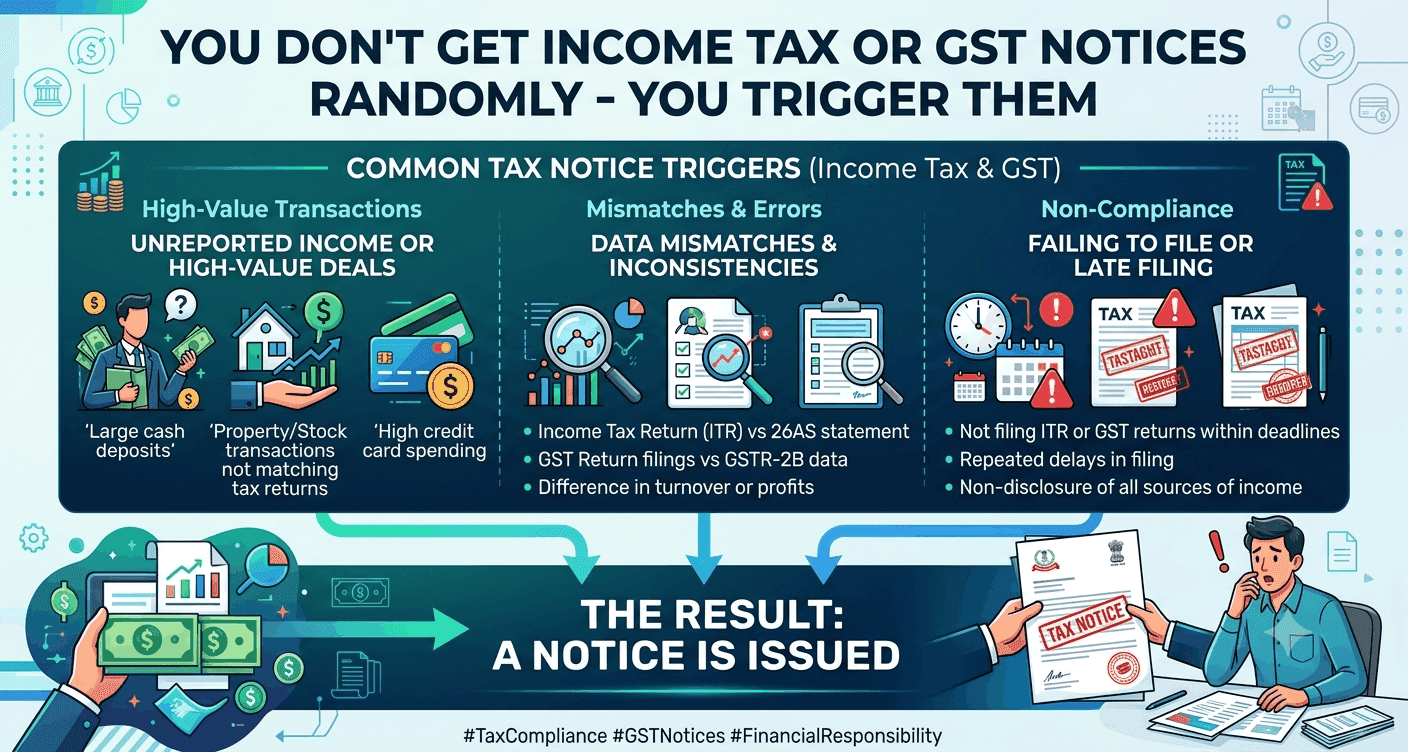Income Tax: You Don’t Get Income Tax or GST Notices Randomly - You Trigger Them