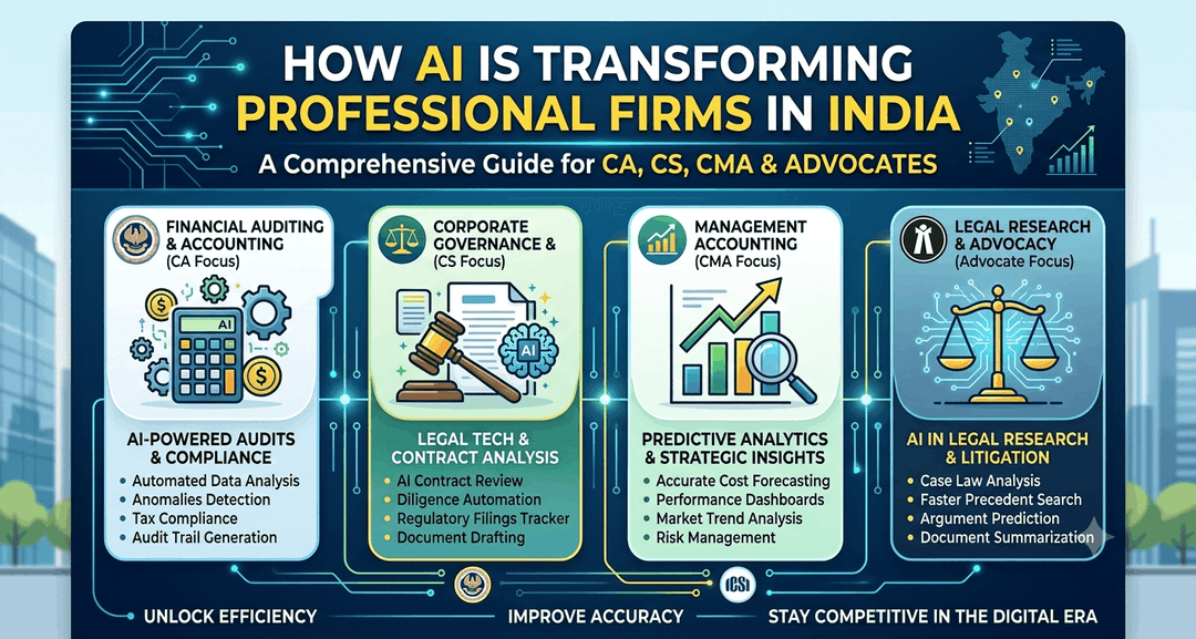 How AI is Transforming Professional Firms in India (Guide for CA, CS, CMA & Advocates)