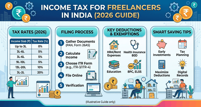 Income Tax for Freelancers in India (2026 Guide): Rates, Filing, Deductions & Smart Saving Tips